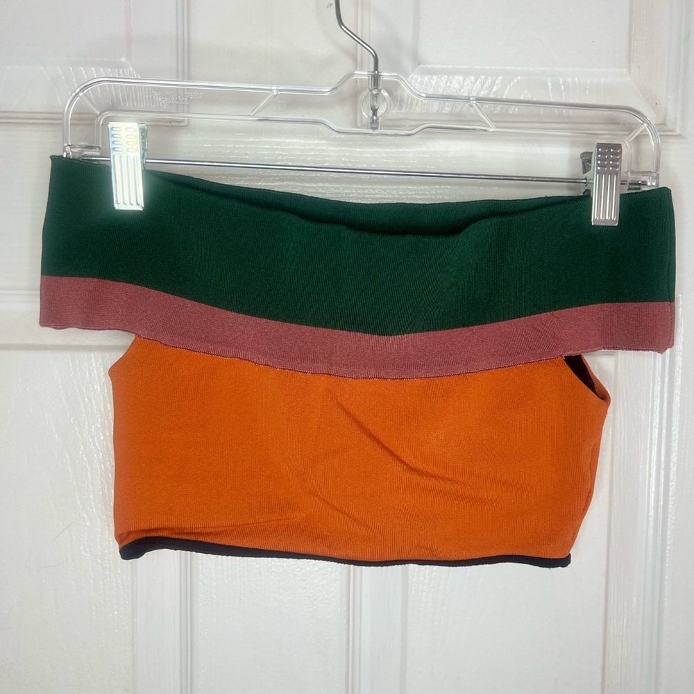 Osklen Praia Bando Bra Women’s Size Petite Small Color Block Ribbed - Picture 2 of 4